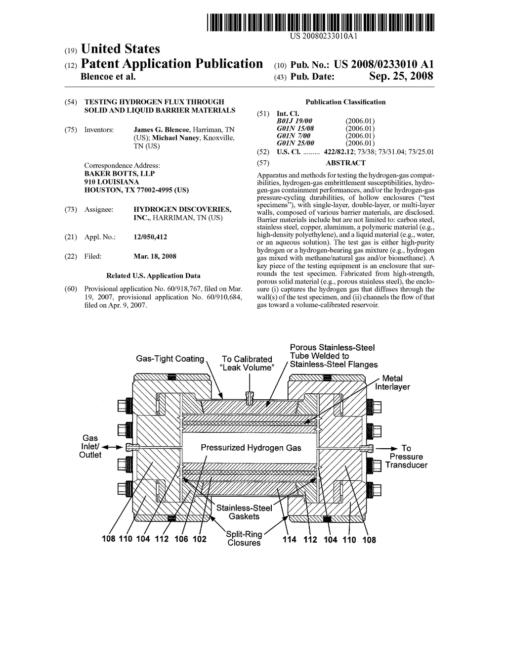 Testing Hydrogen Flux Through Solid and Liquid Barrier Materials - diagram, schematic, and image 01