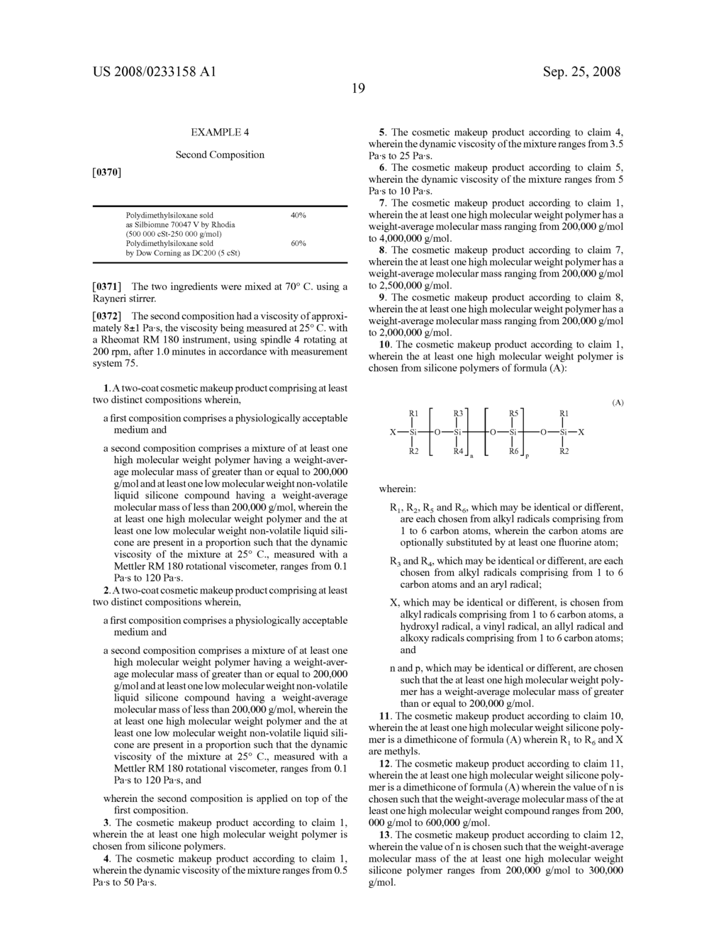 Two-coat makeup product, its uses, and makeup kit comprising the product - diagram, schematic, and image 20