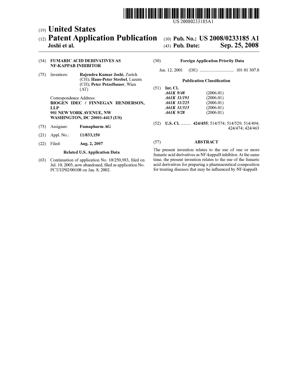 Fumaric Acid Derivatives as NF-kappaB Inhibitor - diagram, schematic, and image 01