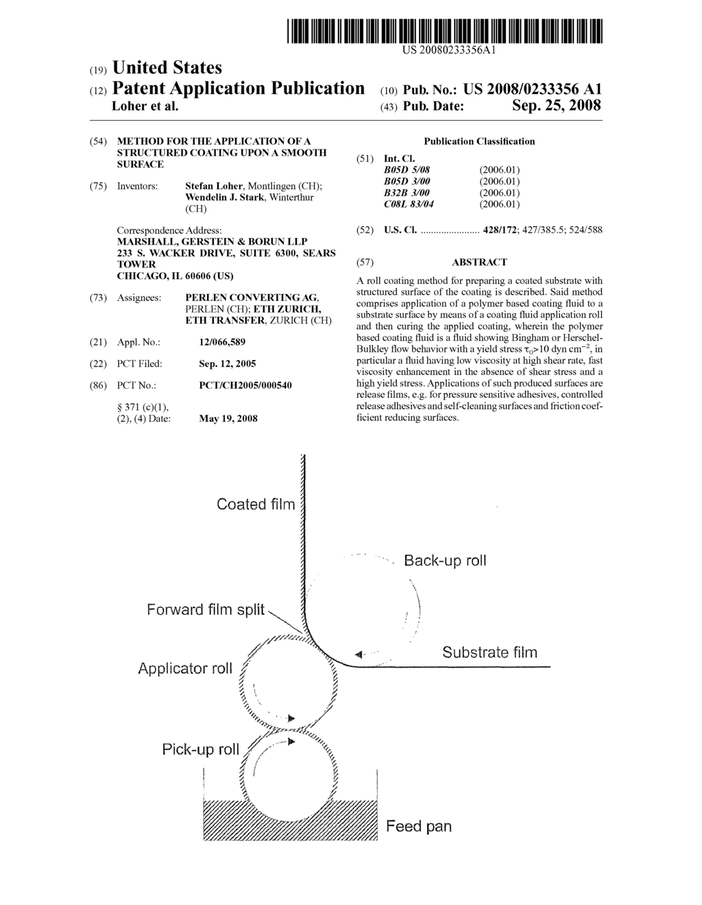 Method for the Application of a Structured Coating Upon a Smooth Surface - diagram, schematic, and image 01