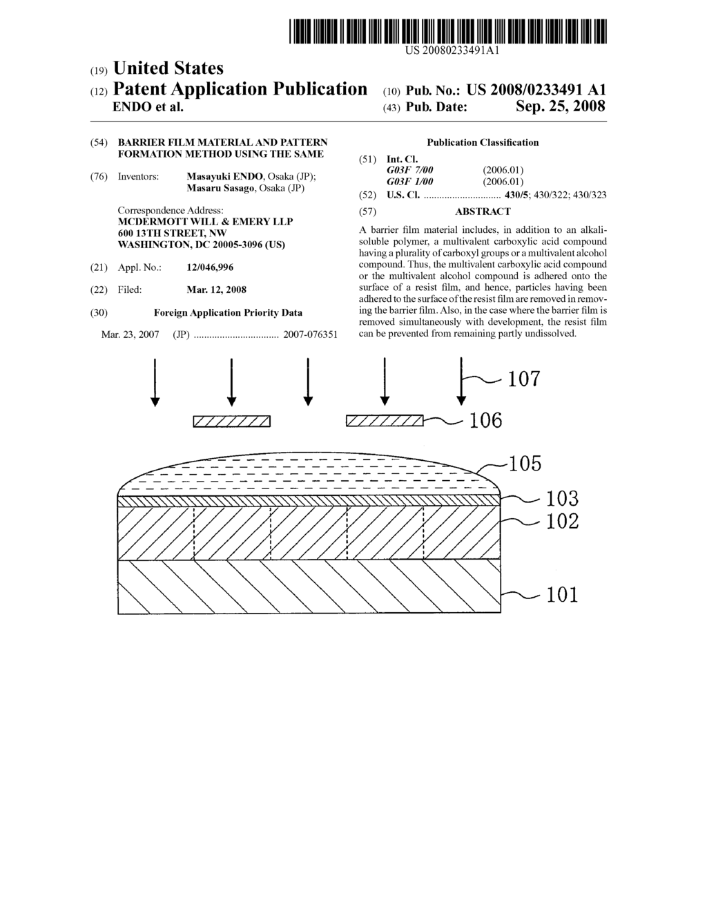 BARRIER FILM MATERIAL AND PATTERN FORMATION METHOD USING THE SAME - diagram, schematic, and image 01