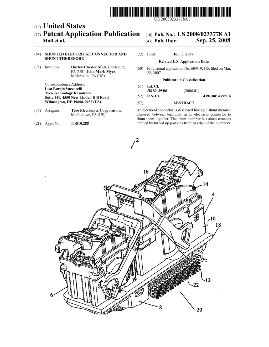 Shunted electrical connector and shunt therefore - diagram, schematic, and image 01