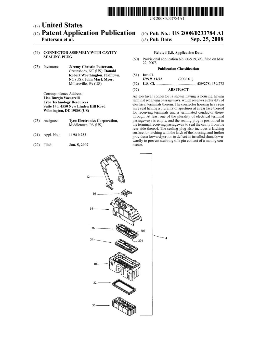 Connector assembly with cavity sealing plug - diagram, schematic, and image 01