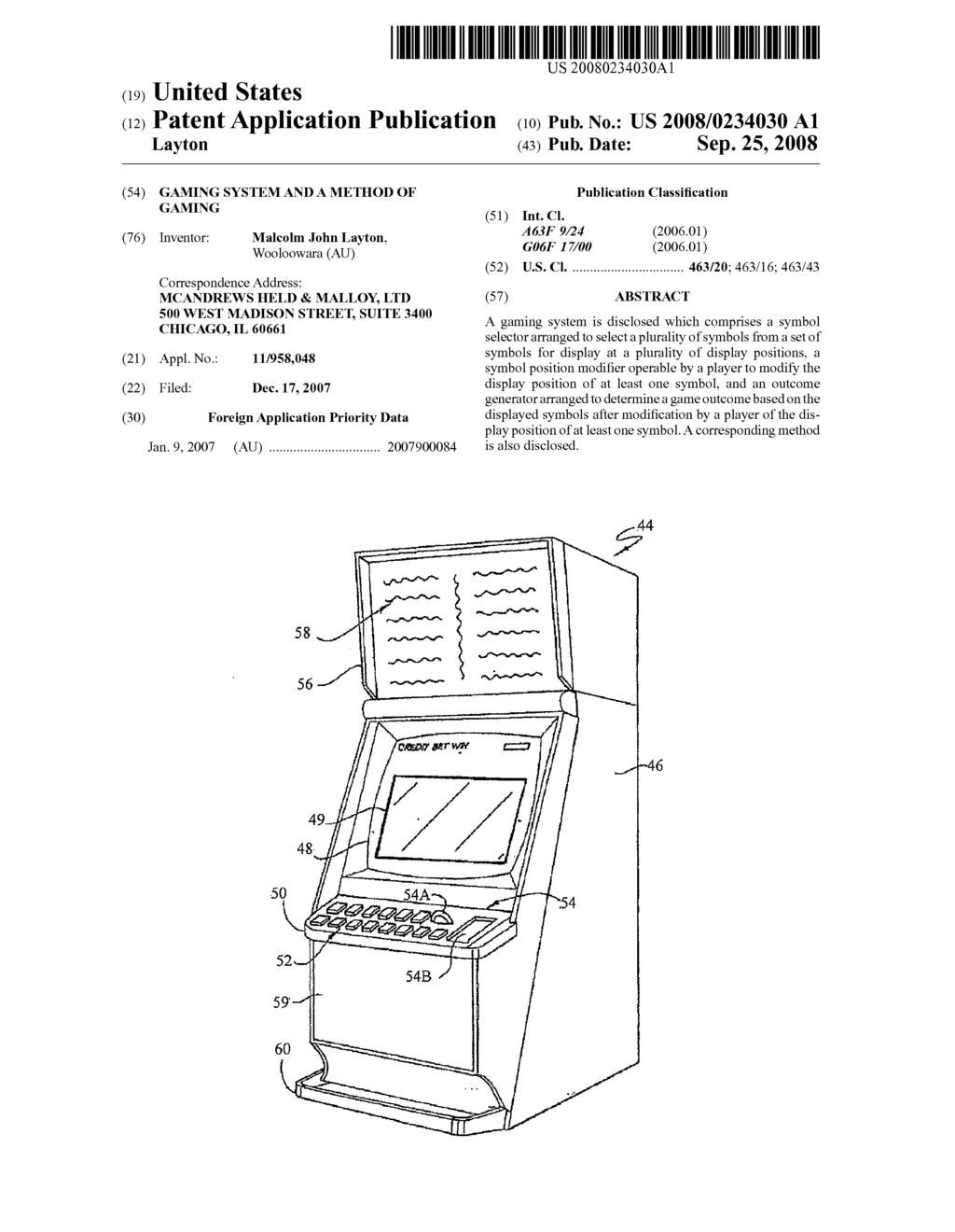 GAMING SYSTEM AND A METHOD OF GAMING - diagram, schematic, and image 01