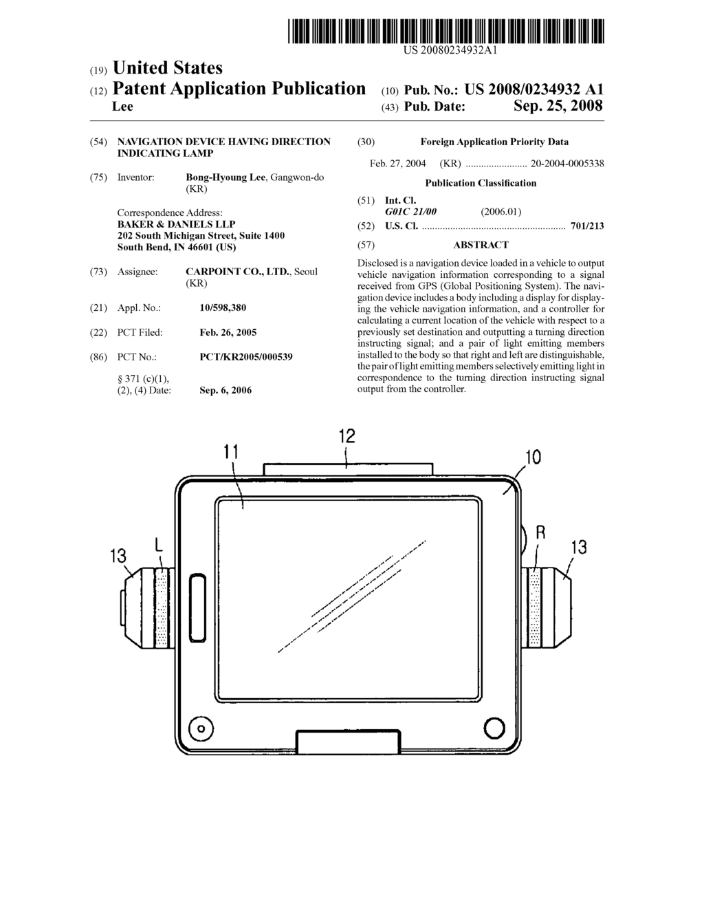 Navigation Device Having Direction Indicating Lamp - diagram, schematic, and image 01