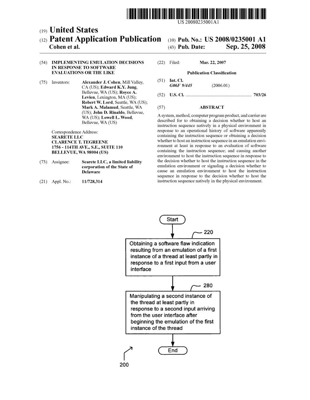 Implementing emulation decisions in response to software evaluations or the like - diagram, schematic, and image 01