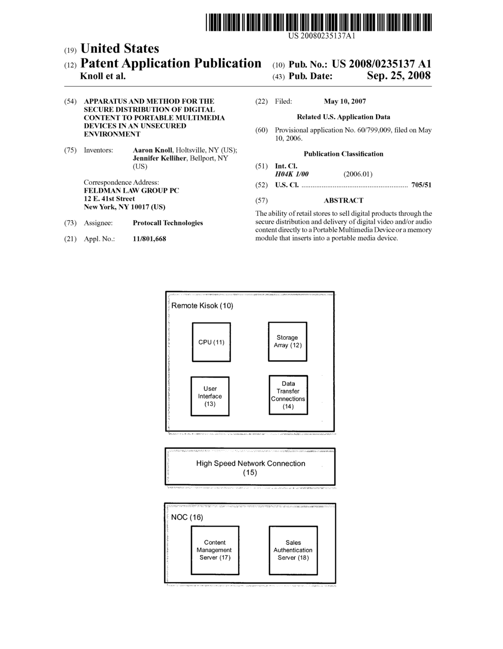 Apparatus and method for the secure distribution of digital content to portable multimedia devices in an unsecured environment - diagram, schematic, and image 01