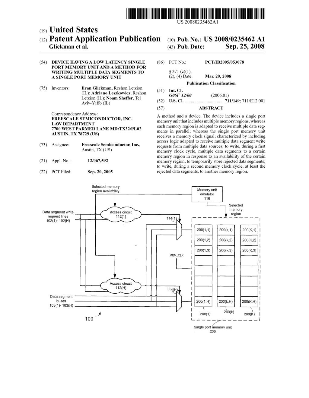 Device Having a Low Latency Single Port Memory Unit and a Method for Writing Multiple Data Segments to a Single Port Memory Unit - diagram, schematic, and image 01