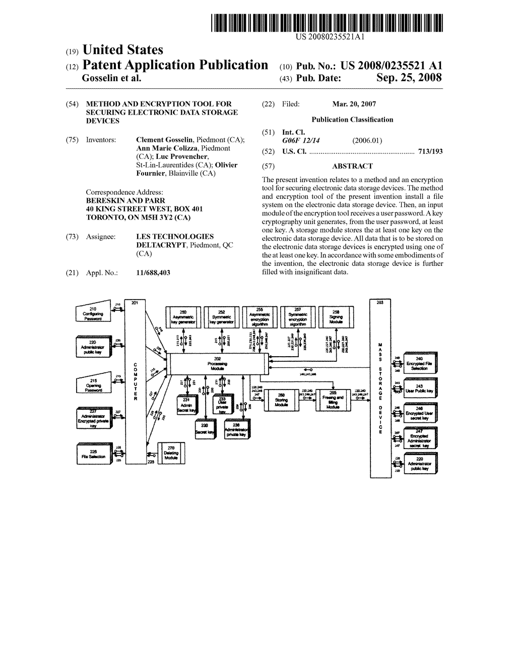 METHOD AND ENCRYPTION TOOL FOR SECURING ELECTRONIC DATA STORAGE DEVICES - diagram, schematic, and image 01