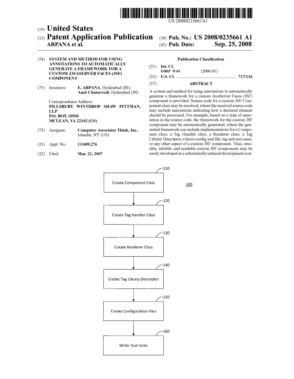 SYSTEM AND METHOD FOR USING ANNOTATIONS TO AUTOMATICALLY GENERATE A FRAMEWORK FOR A CUSTOM JAVASERVER FACES (JSF) COMPONENT - diagram, schematic, and image 01