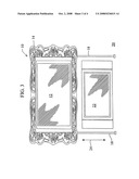 Feng shui screen for hiding a wall mounted display monitor diagram and image