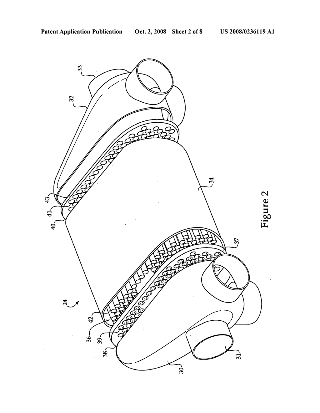 Exhaust gas particulate filter for a machine and filter cartridge therefor - diagram, schematic, and image 03