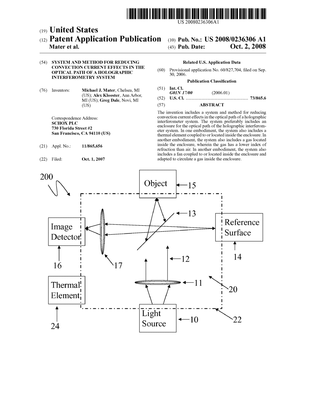 SYSTEM AND METHOD FOR REDUCING CONVECTION CURRENT EFFECTS IN THE OPTICAL PATH OF A HOLOGRAPHIC INTERFEROMETRY SYSTEM - diagram, schematic, and image 01