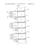 Process and device for simulated moving bed separation with a reduced number of valves and lines diagram and image