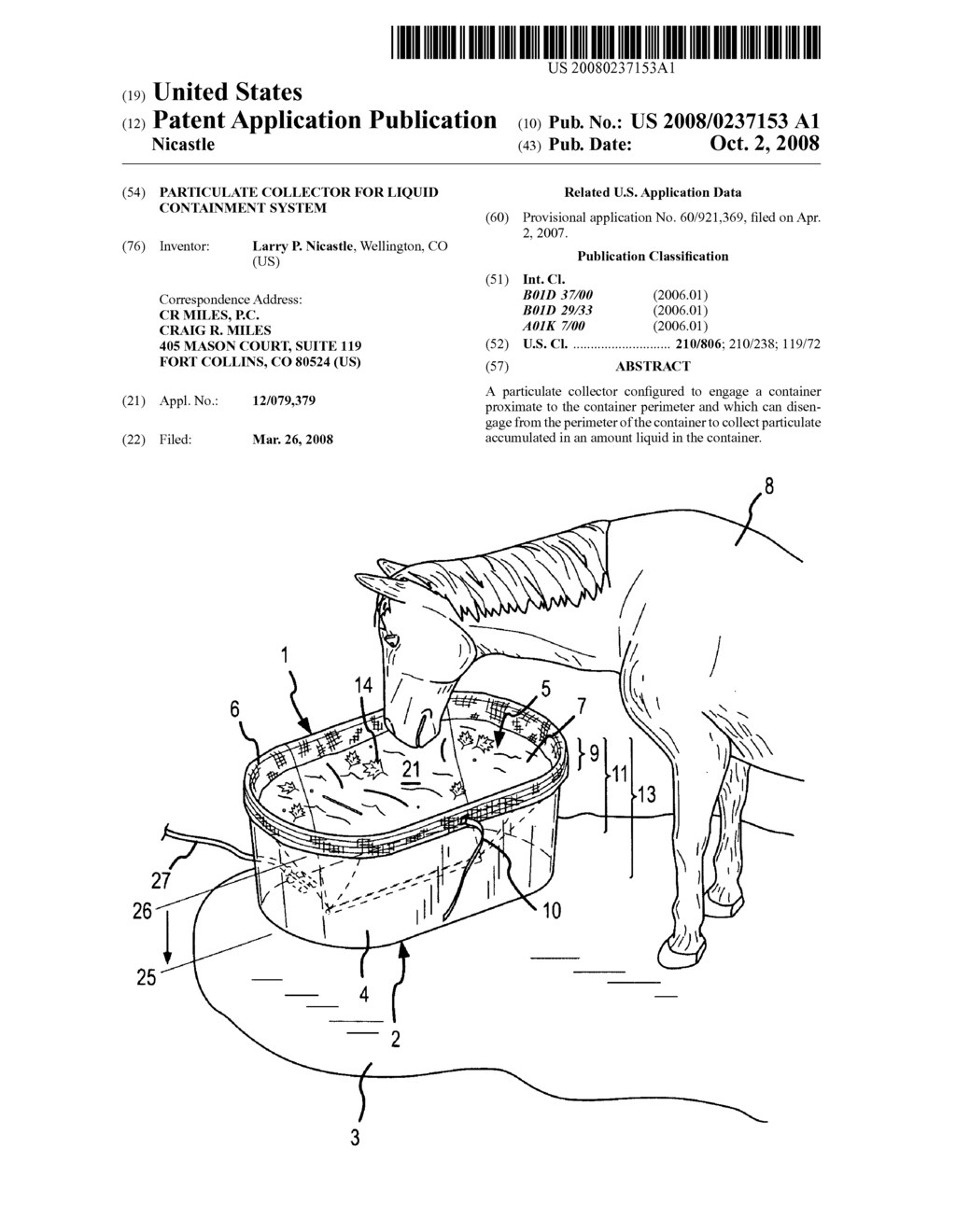 Particulate collector for liquid containment system - diagram, schematic, and image 01