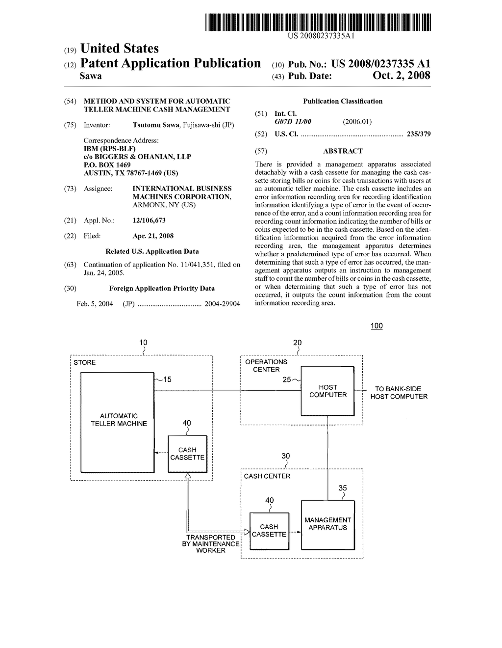 Method And System For Automatic Teller Machine Cash Management - diagram, schematic, and image 01