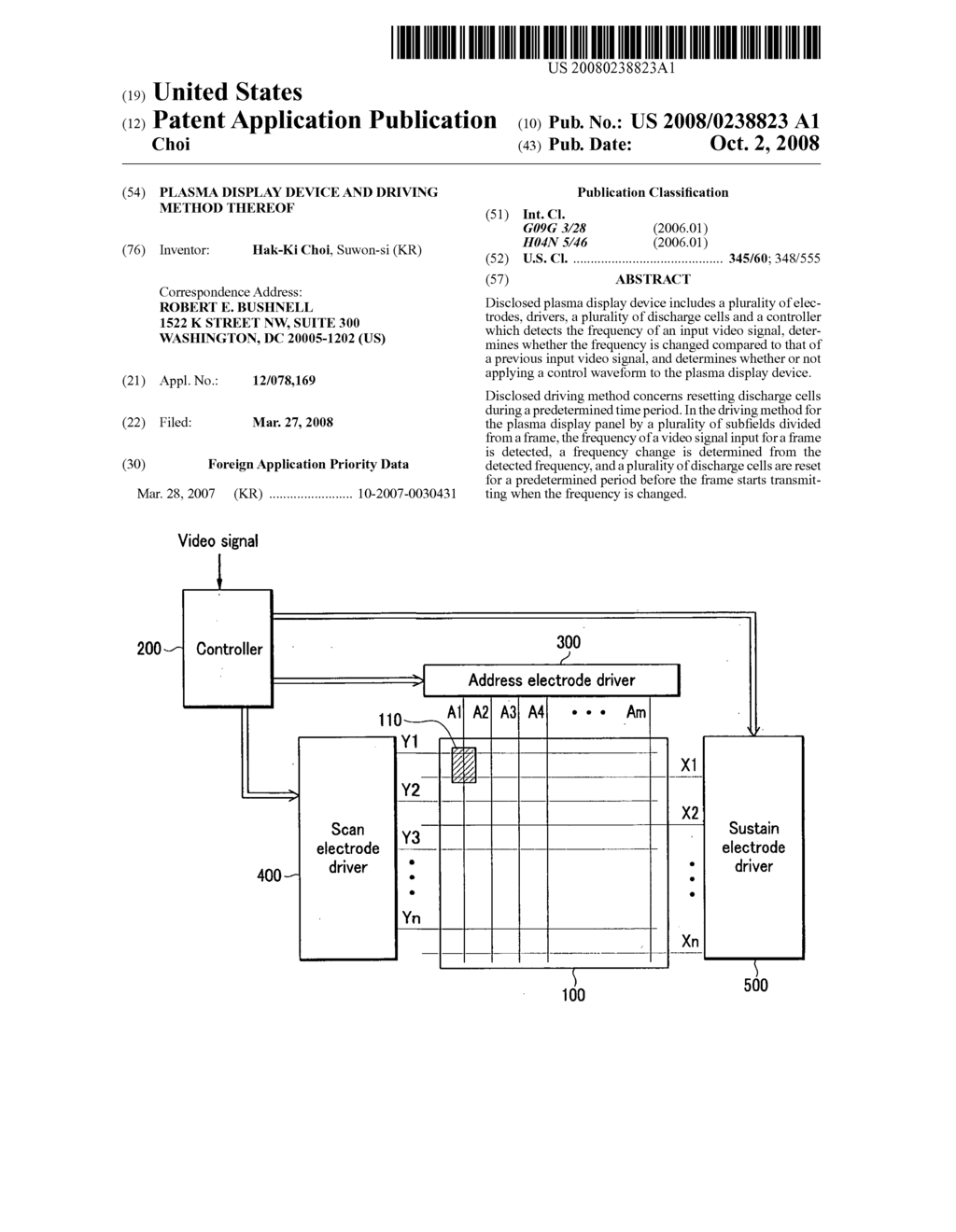 Plasma display device and driving method thereof - diagram, schematic, and image 01