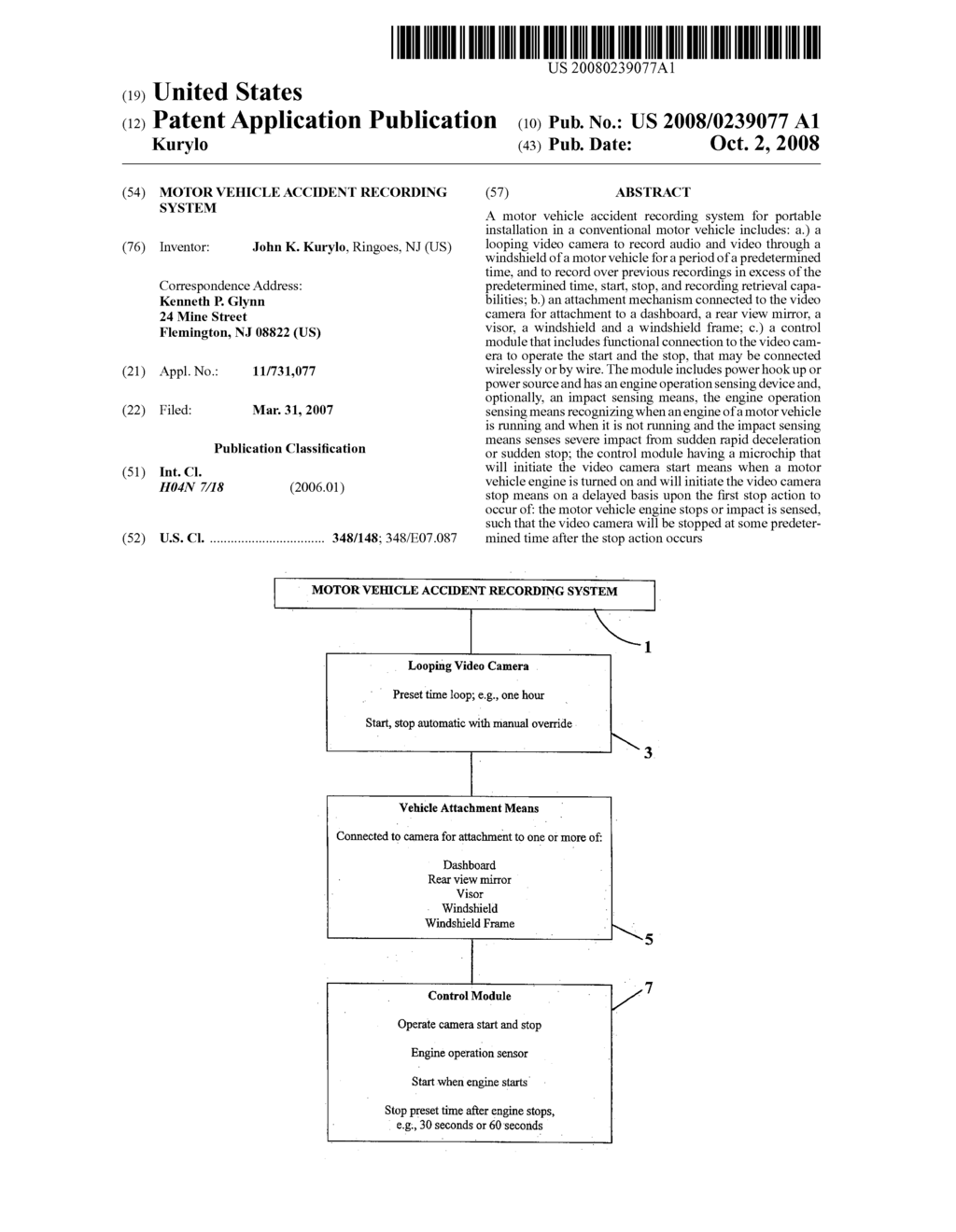 Motor vehicle accident recording system - diagram, schematic, and image 01