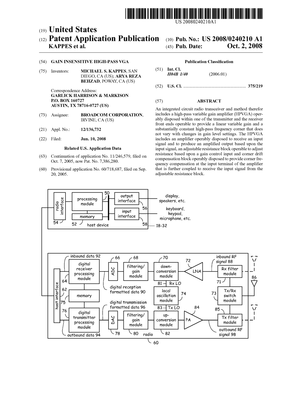 GAIN INSENSITIVE HIGH-PASS VGA - diagram, schematic, and image 01