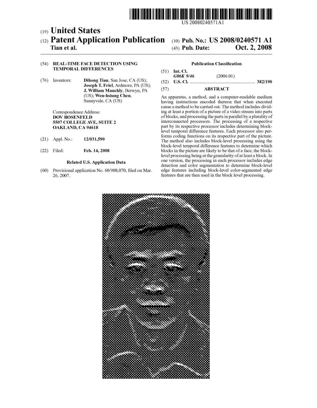 REAL-TIME FACE DETECTION USING TEMPORAL DIFFERENCES - diagram, schematic, and image 01