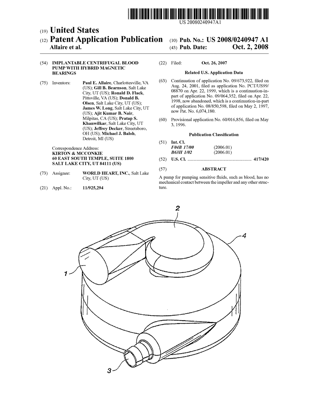 IMPLANTABLE CENTRIFUGAL BLOOD PUMP WITH HYBRID MAGNETIC BEARINGS - diagram, schematic, and image 01