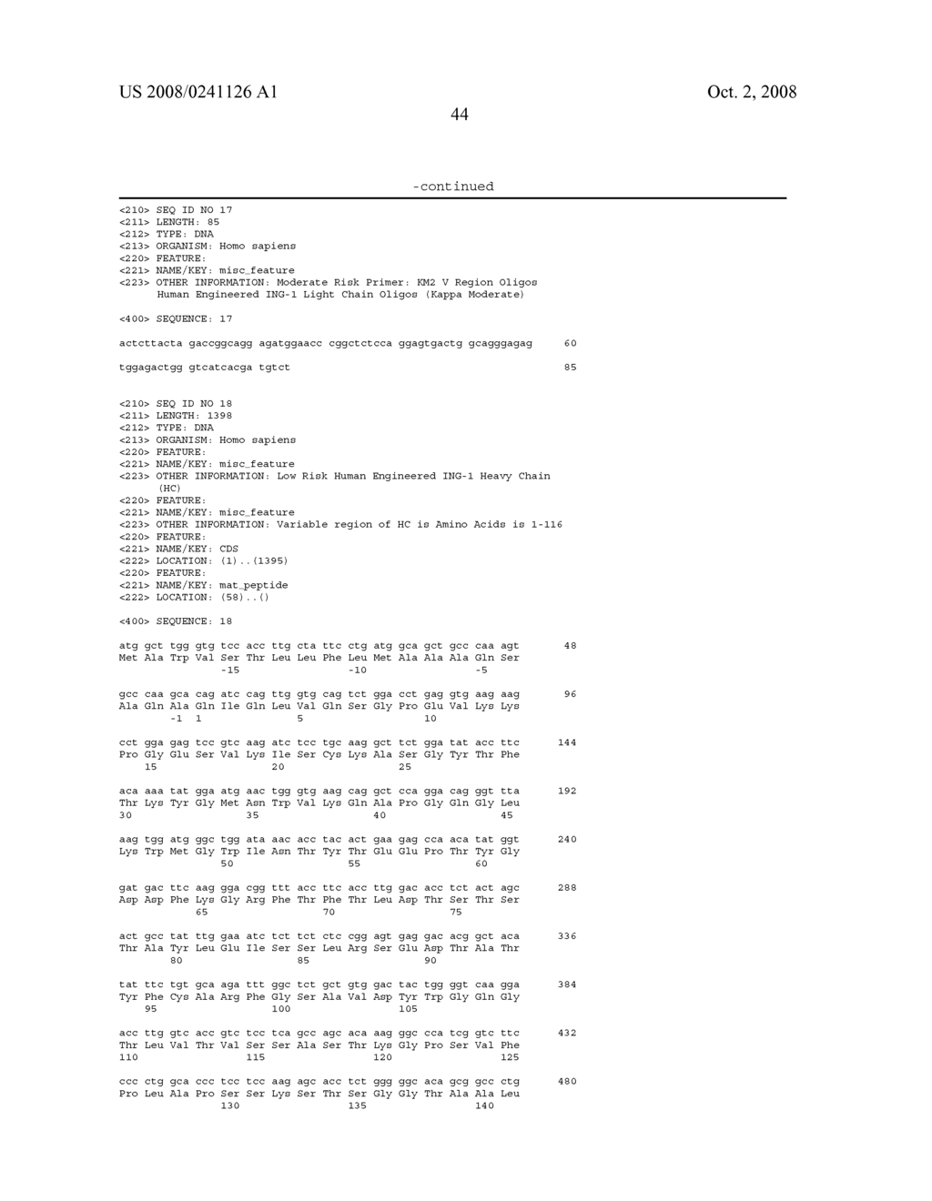 Nucleic acids encoding Human Engineered heavy and light chain variable region sequences to Ep-CAM - diagram, schematic, and image 66