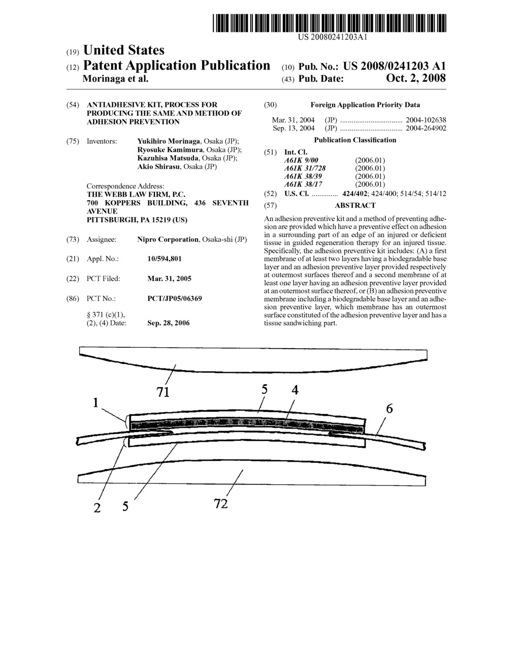 Antiadhesive Kit, Process for Producing the Same and Method of Adhesion Prevention - diagram, schematic, and image 01