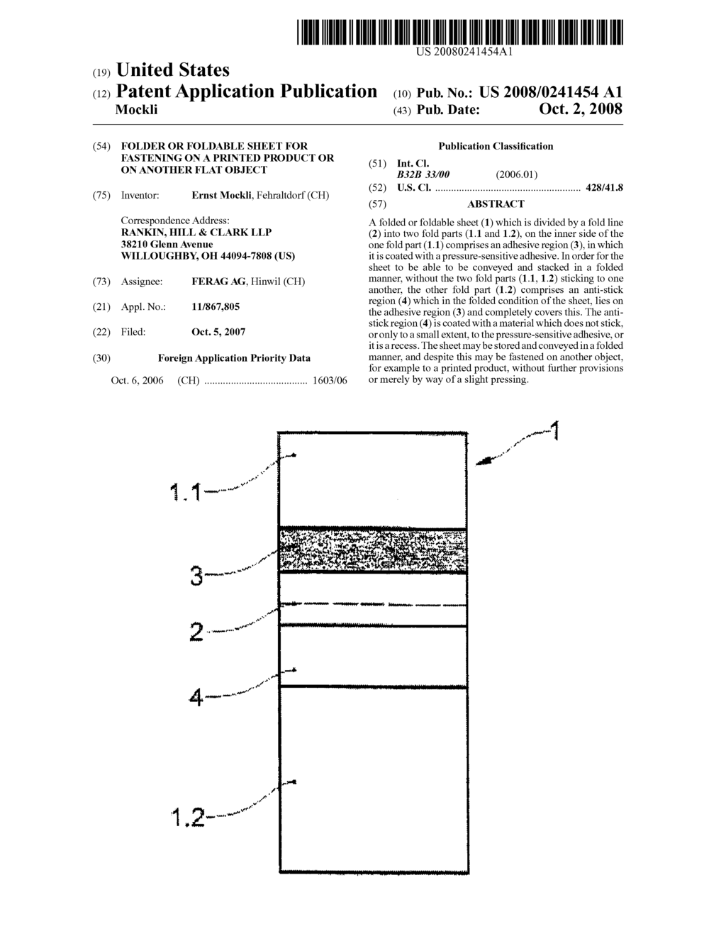 FOLDER OR FOLDABLE SHEET FOR FASTENING ON A PRINTED PRODUCT OR ON ANOTHER FLAT OBJECT - diagram, schematic, and image 01