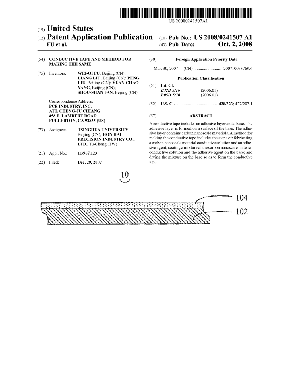 CONDUCTIVE TAPE AND METHOD FOR MAKING THE SAME - diagram, schematic, and image 01