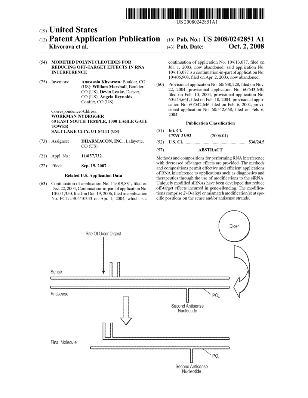 MODIFIED POLYNUCLEOTIDES FOR REDUCING OFF-TARGET EFFECTS IN RNA INTERFERENCE - diagram, schematic, and image 01