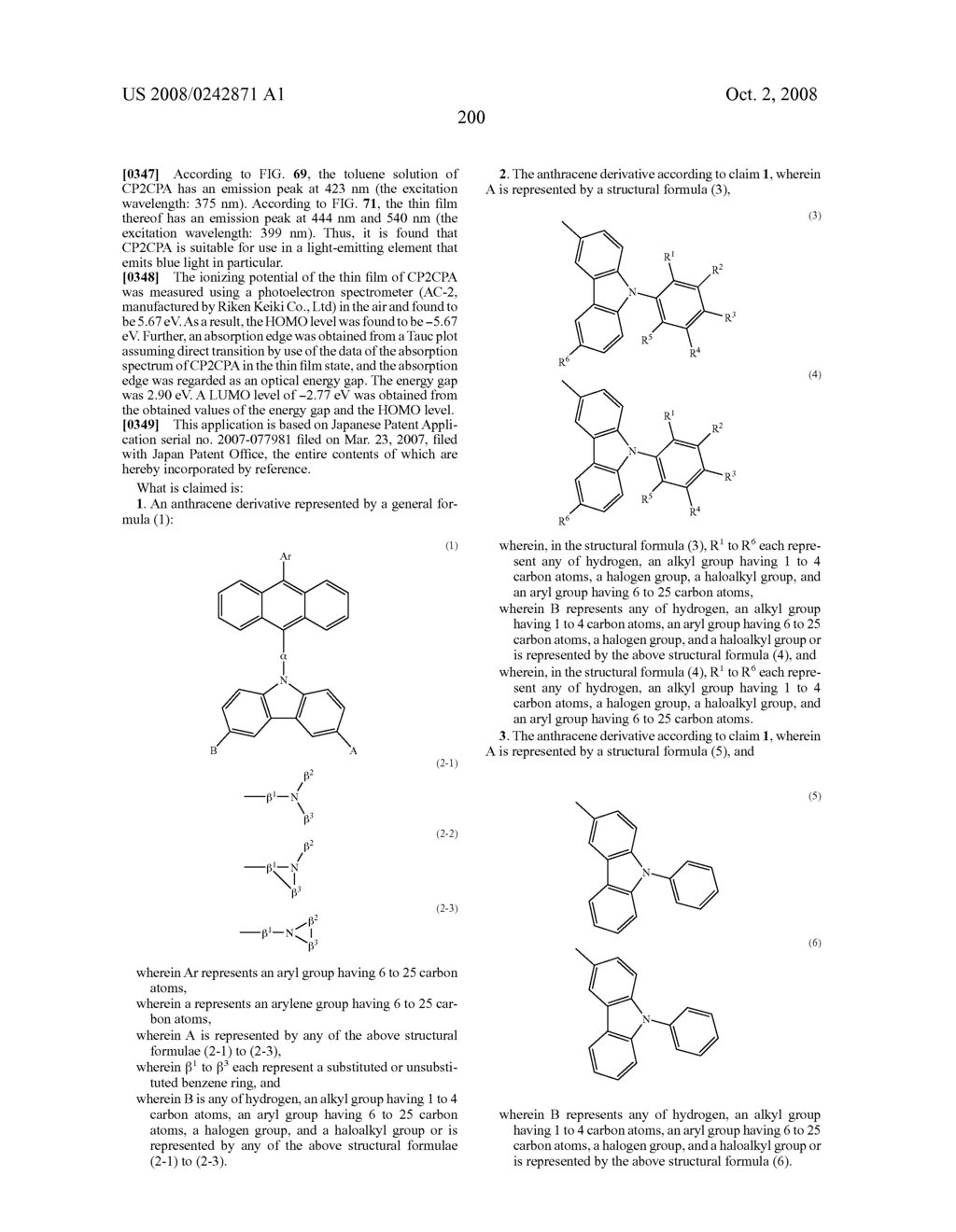 Organic compound, anthracene derivative, and light-emitting element, light-emitting device, and electronic device using anthracene derivative - diagram, schematic, and image 272