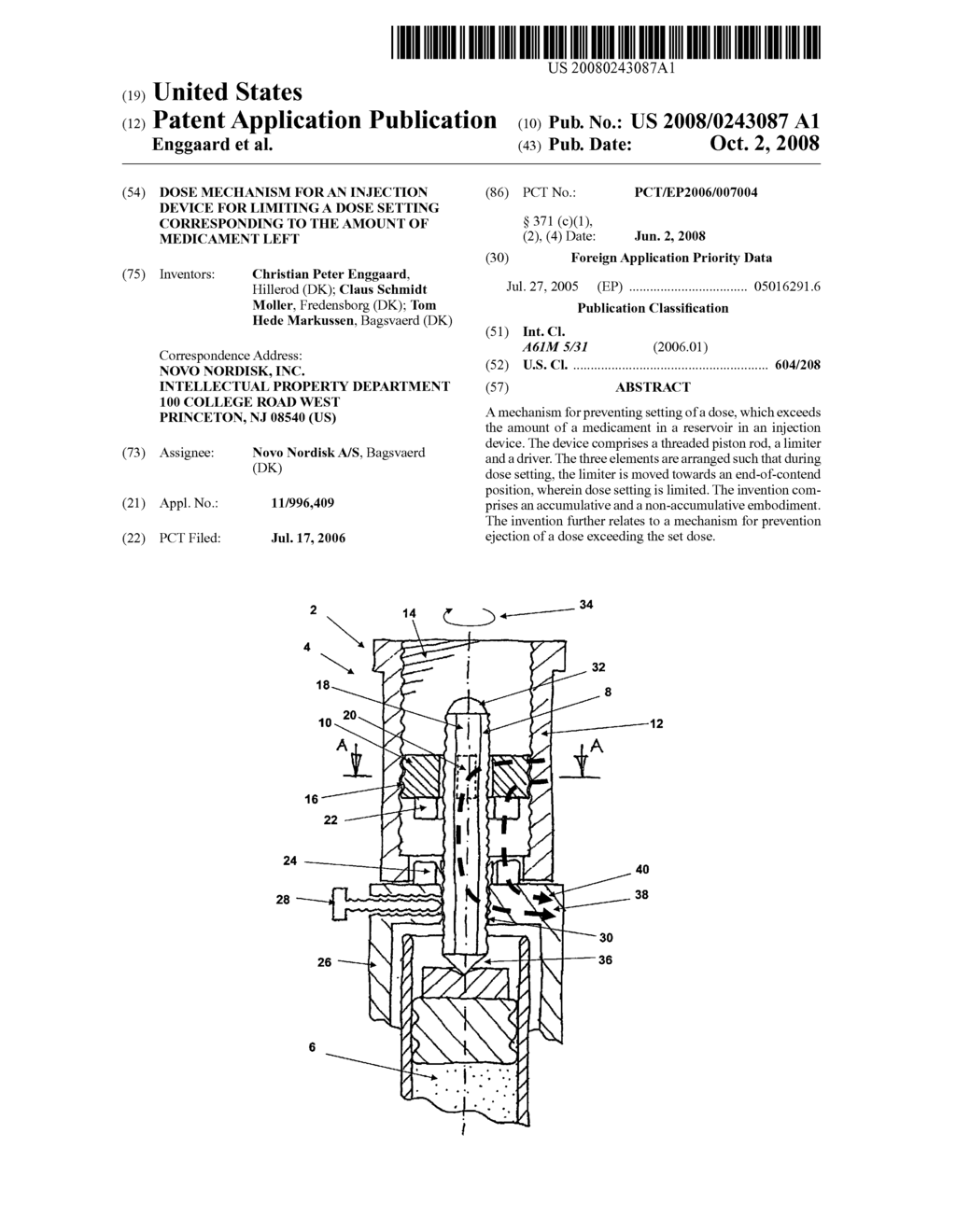 Dose Mechanism For an Injection Device For Limiting a Dose Setting Corresponding to the Amount of Medicament Left - diagram, schematic, and image 01