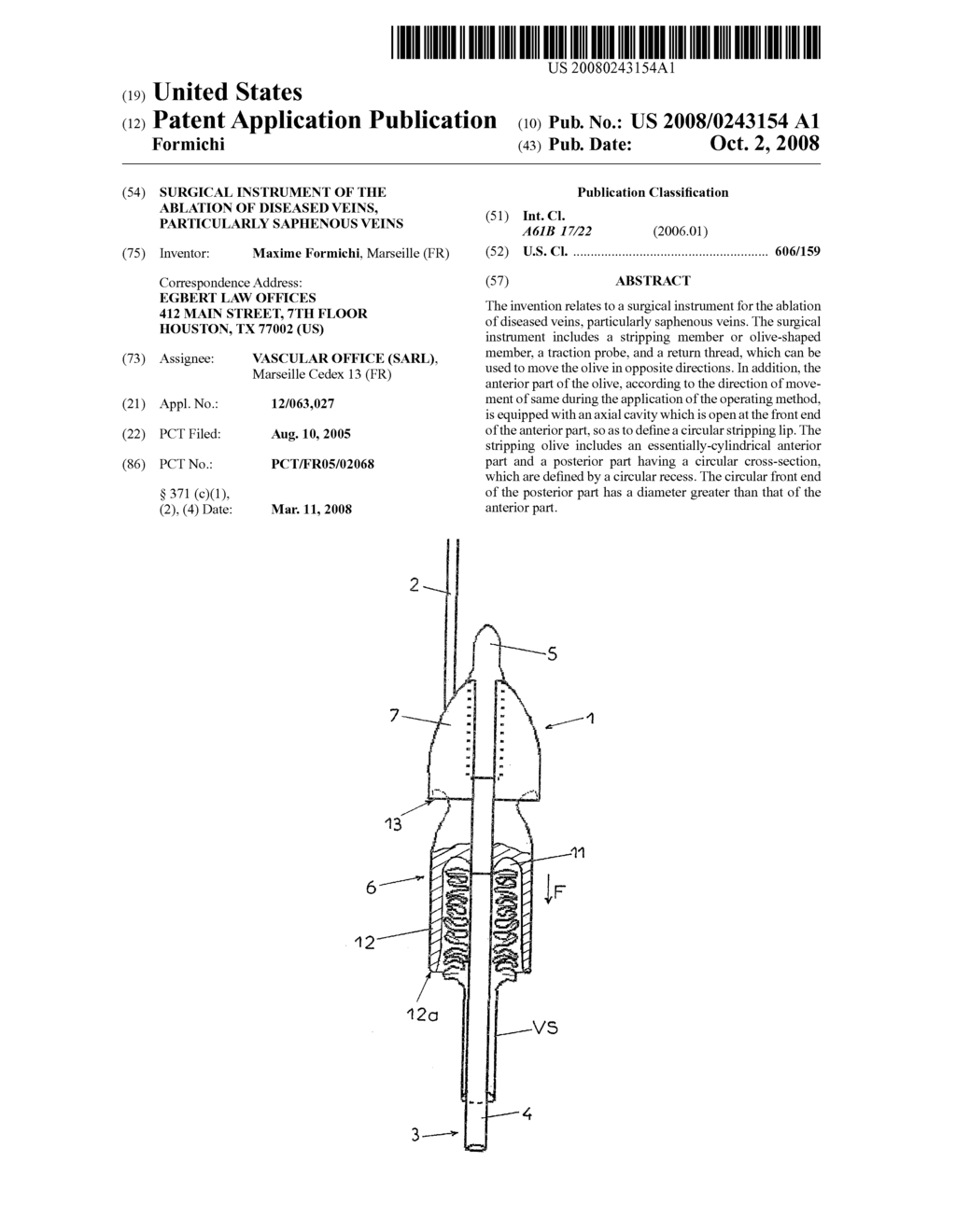 Surgical Instrument of the Ablation of Diseased Veins, Particularly Saphenous Veins - diagram, schematic, and image 01