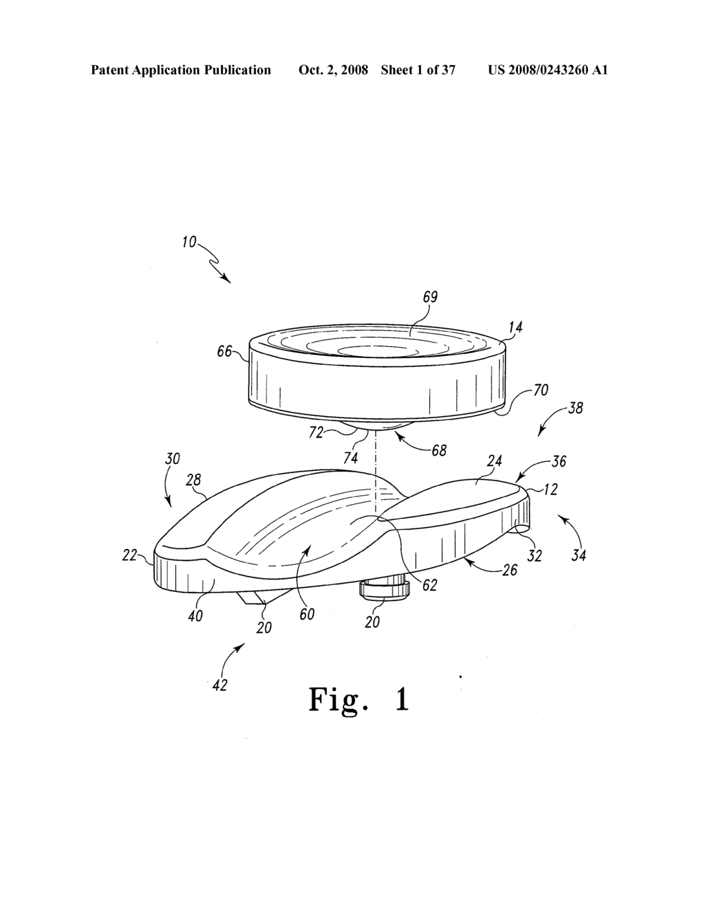 MOBILE BEARING ASSEMBLY HAVING A NON-PLANAR INTERFACE - diagram, schematic, and image 02