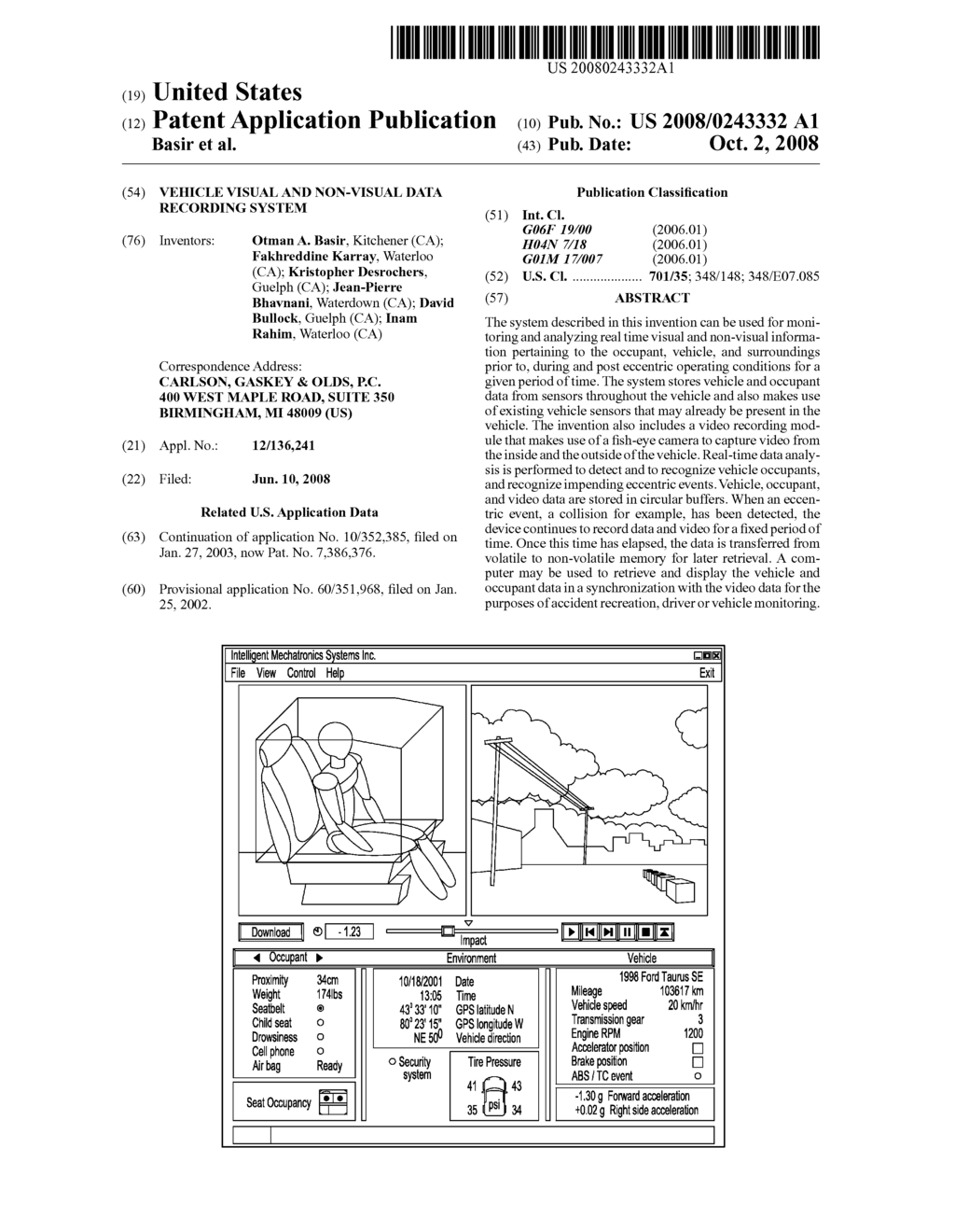 VEHICLE VISUAL AND NON-VISUAL DATA RECORDING SYSTEM - diagram, schematic, and image 01