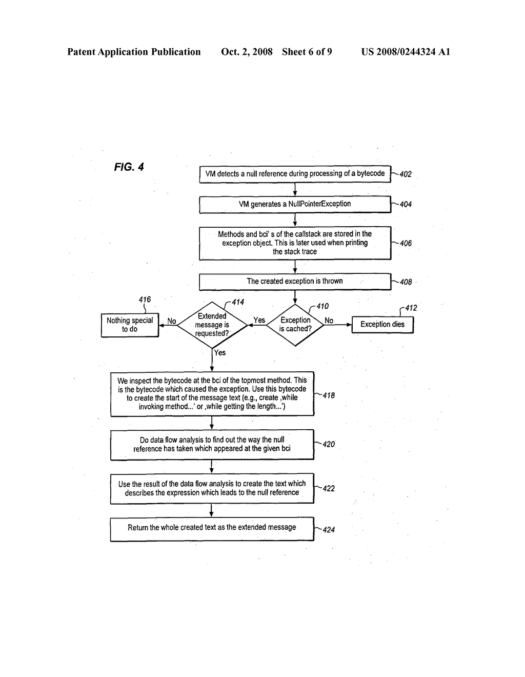 Method and system for providing enhanced exception messages for exceptions thrown by virtual machines - diagram, schematic, and image 07