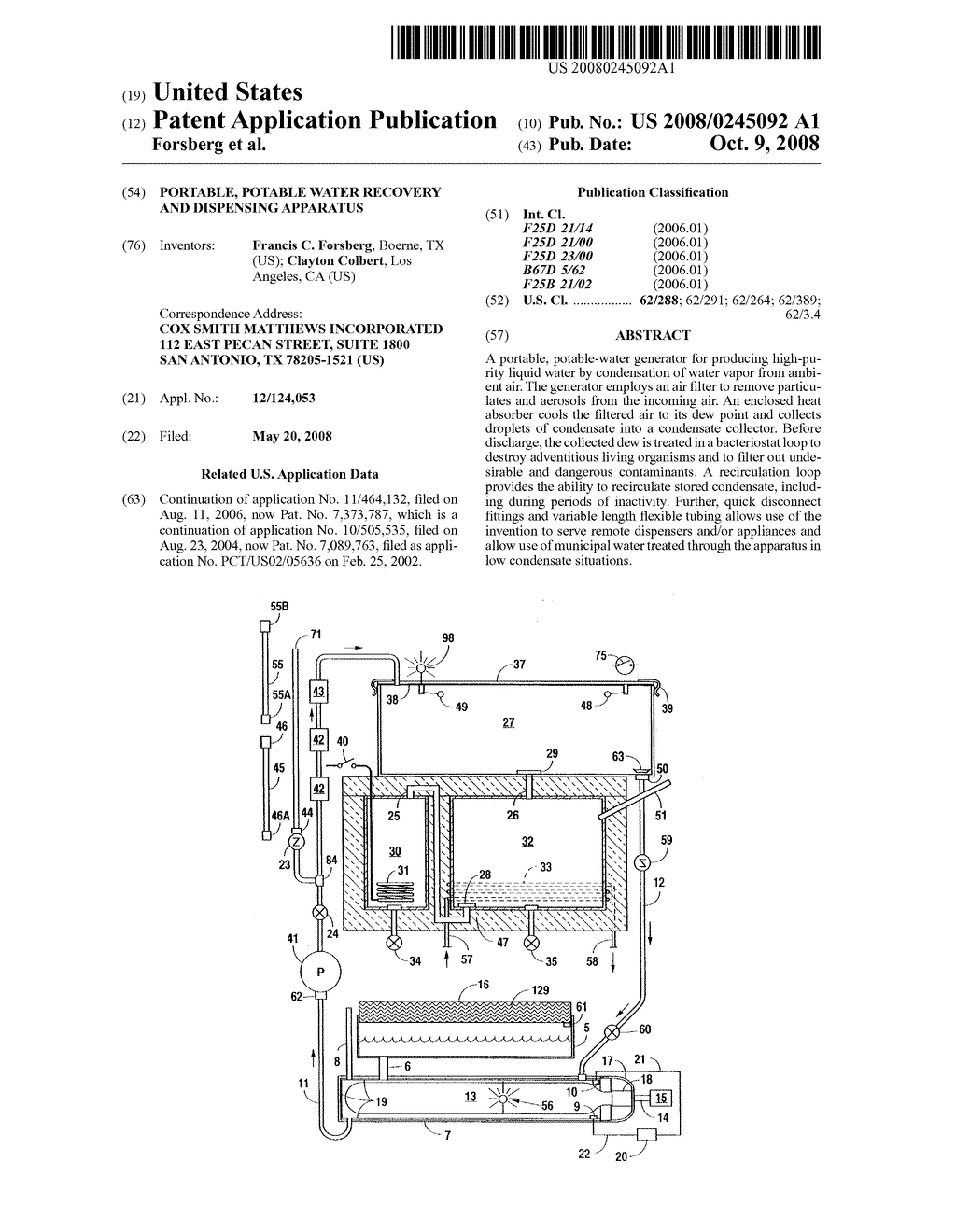 PORTABLE, POTABLE WATER RECOVERY AND DISPENSING APPARATUS - diagram, schematic, and image 01