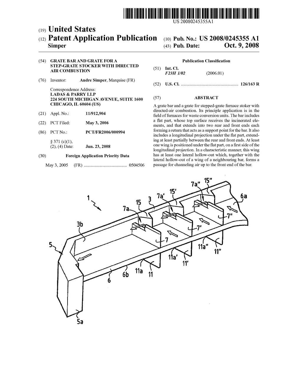 Grate Bar and Grate for a Step-Grate Stocker with Directed Air Combustion - diagram, schematic, and image 01