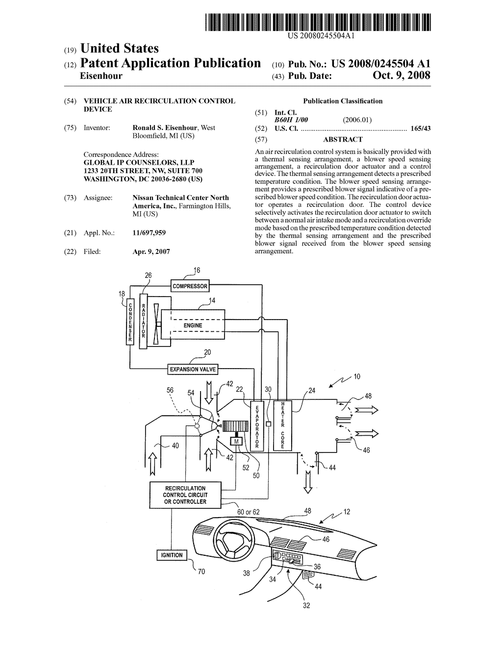 VEHICLE AIR RECIRCULATION CONTROL DEVICE - diagram, schematic, and image 01