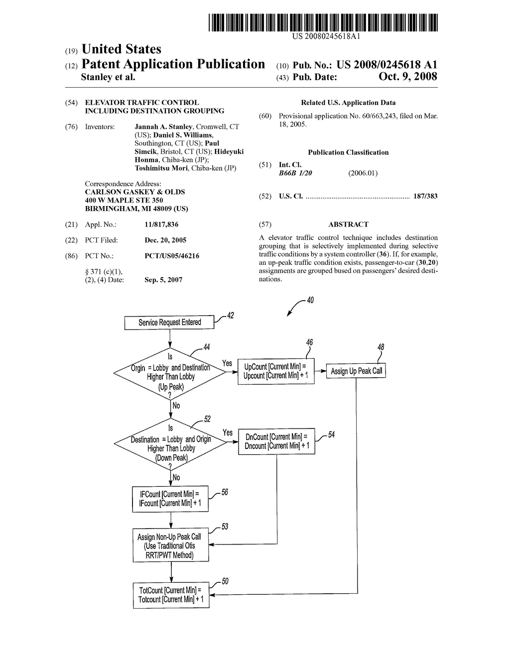 Elevator Traffic Control Including Destination Grouping - diagram, schematic, and image 01