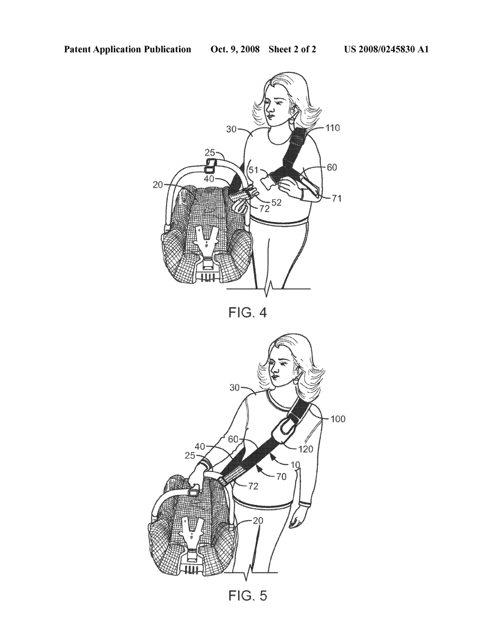 Counter balancing car seat carry strap with dual lock mechanisms - diagram, schematic, and image 03