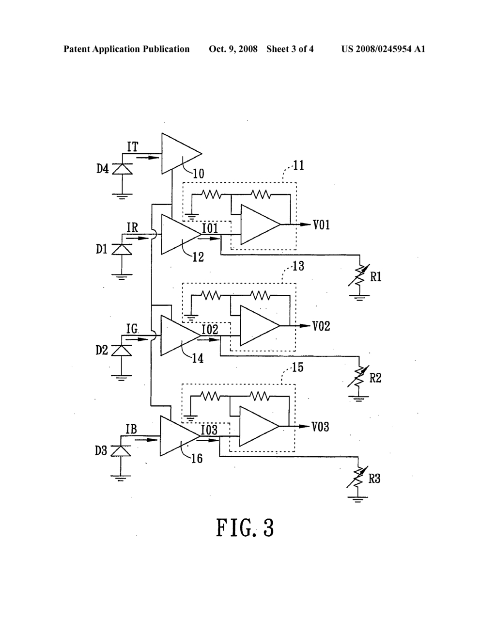 Color sensitive device with temperature compensation and variable gain and display system using the same - diagram, schematic, and image 04