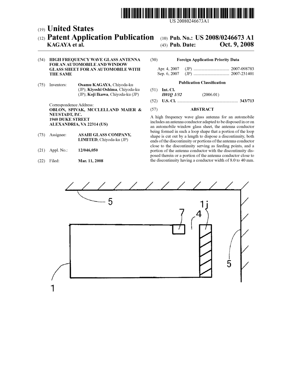 HIGH FREQUENCY WAVE GLASS ANTENNA FOR AN AUTOMOBILE AND WINDOW GLASS SHEET FOR AN AUTOMOBILE WITH THE SAME - diagram, schematic, and image 01