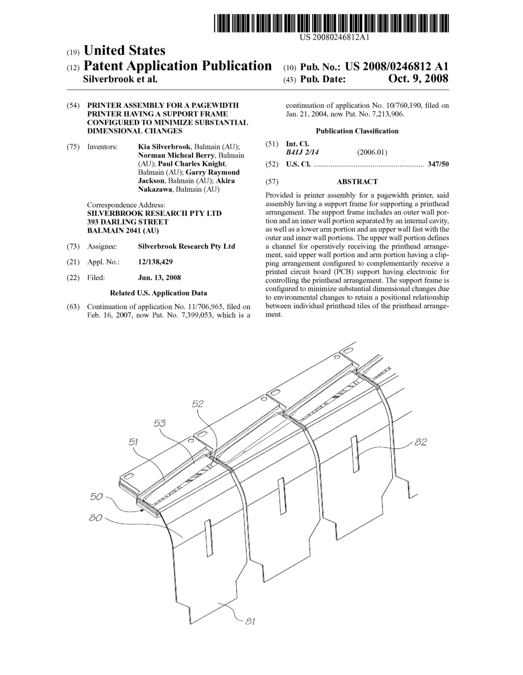 Printer Assembly For A Pagewidth Printer Having A Support Frame Configured To Minimize Substantial Dimensional Changes - diagram, schematic, and image 01