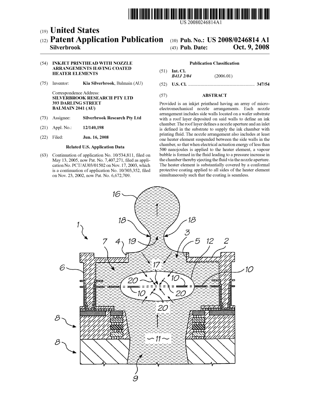 INKJET PRINTHEAD WITH NOZZLE ARRANGEMENTS HAVING COATED HEATER ELEMENTS - diagram, schematic, and image 01