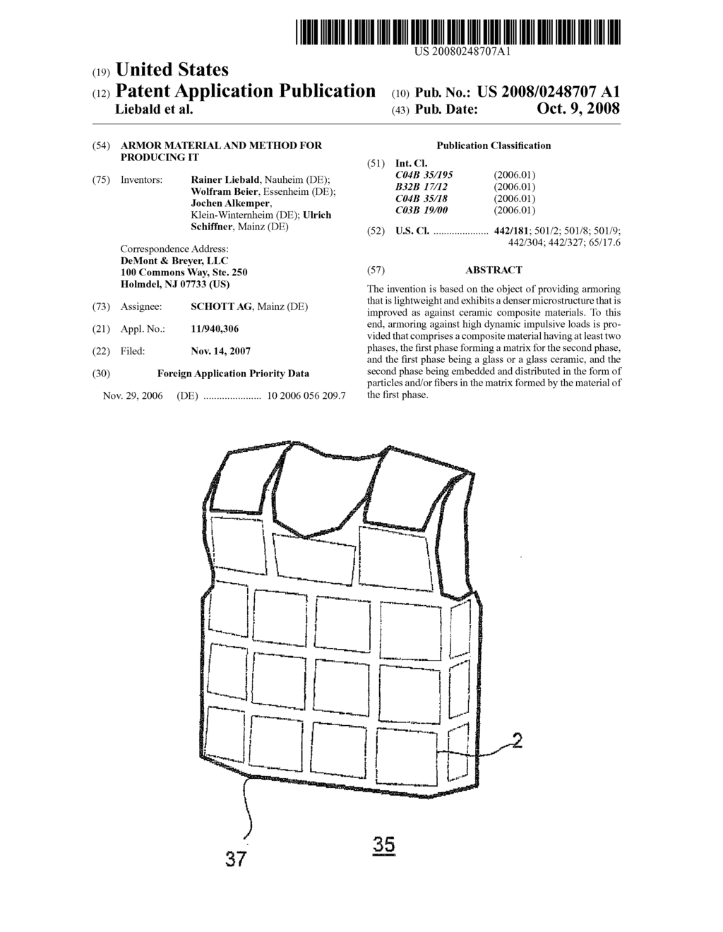 Armor material and method for producing it - diagram, schematic, and image 01