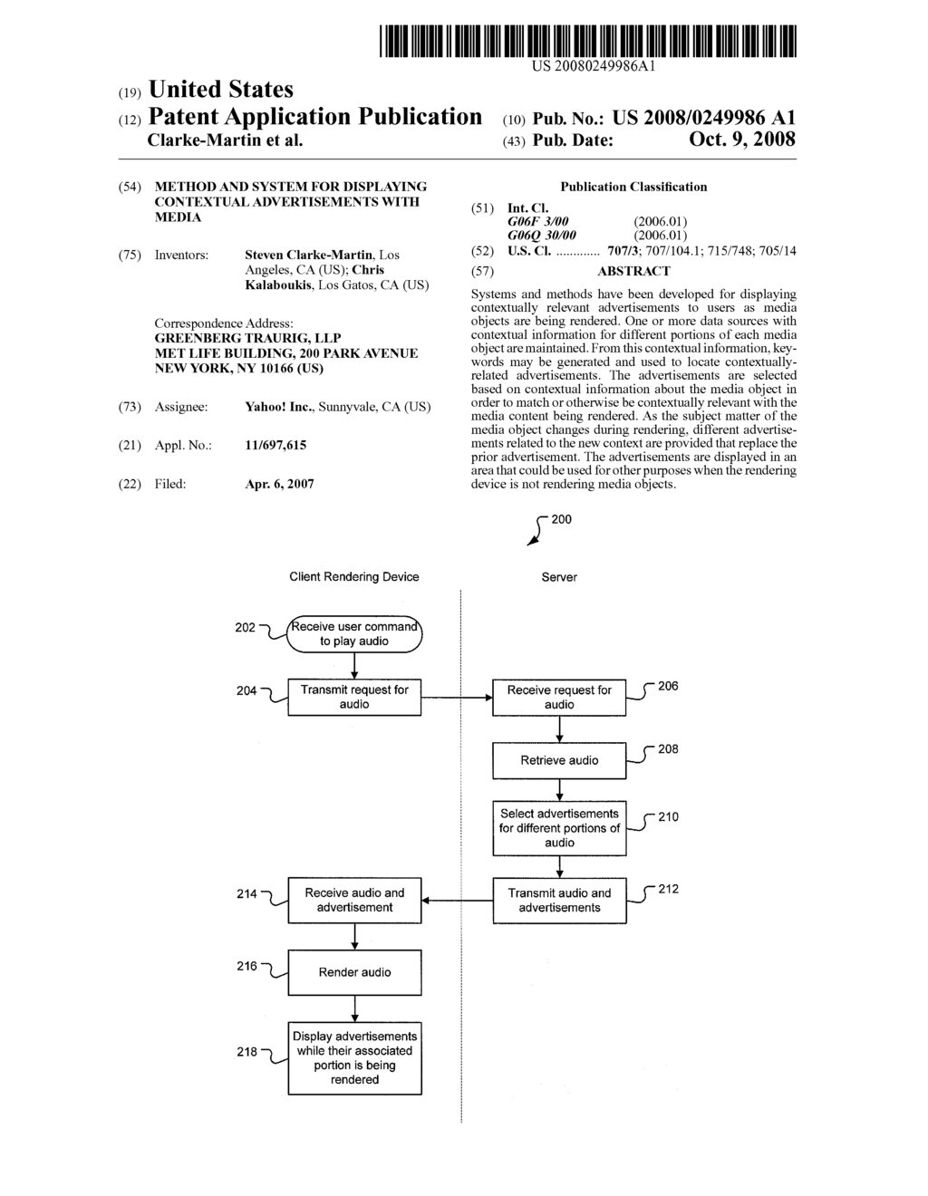 METHOD AND SYSTEM FOR DISPLAYING CONTEXTUAL ADVERTISEMENTS WITH MEDIA - diagram, schematic, and image 01