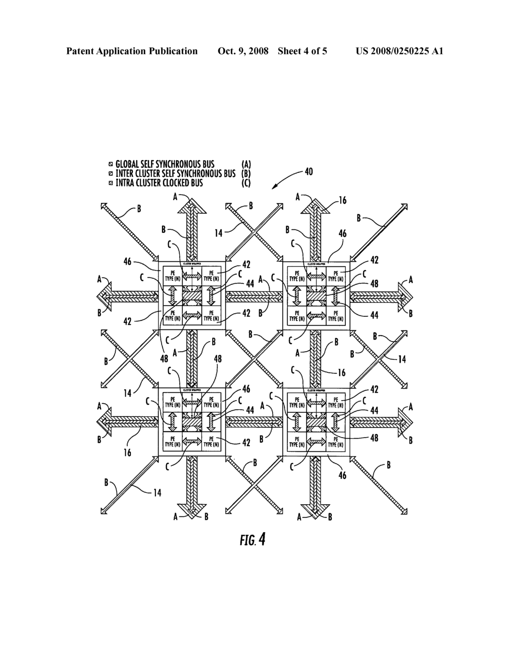 SEMICONDUCTOR DEVICE HAVING MATRIX OF PROCESSING MODULES INTERCONNECTED BY LOCAL AND GLOBAL SELF-SYNCHRONOUS BUSES - diagram, schematic, and image 05