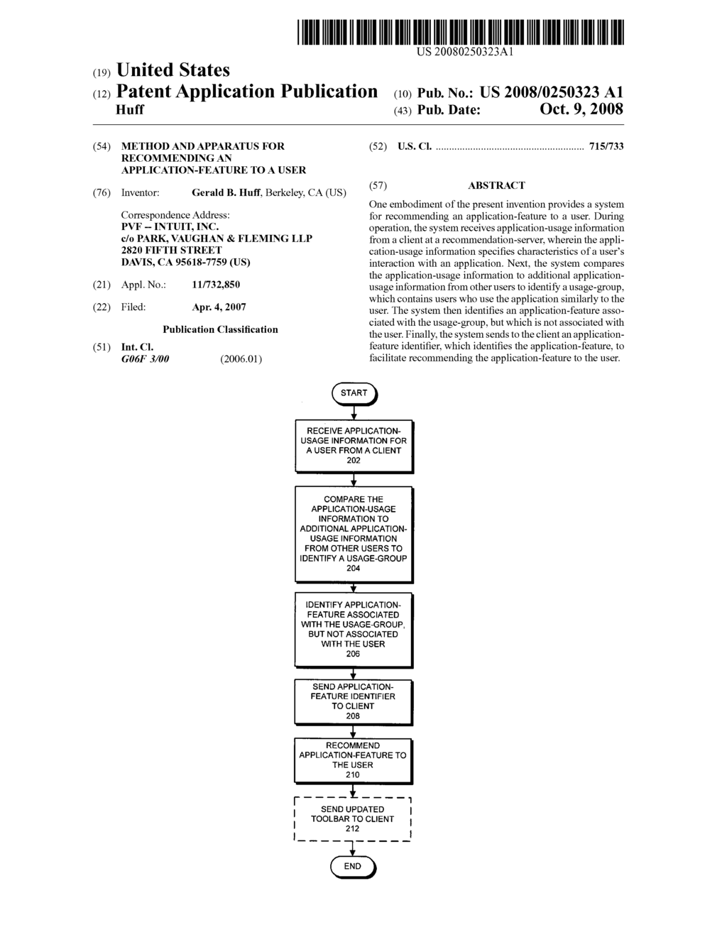 Method and apparatus for recommending an application-feature to a user - diagram, schematic, and image 01