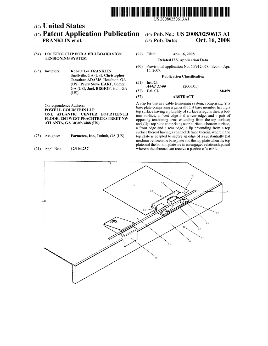 LOCKING CLIP FOR A BILLBOARD SIGN TENSIONING SYSTEM - diagram, schematic, and image 01